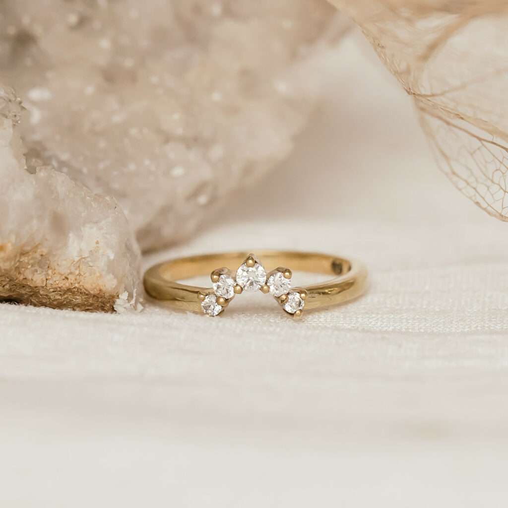 5 Stone Arched Wedding Band