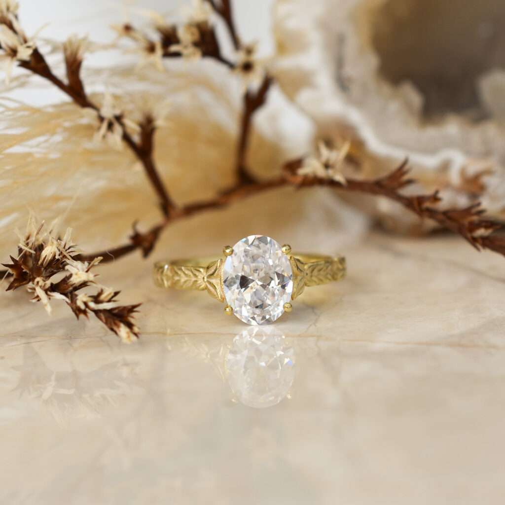 Floral Solitaire Ring, Engagement Ring