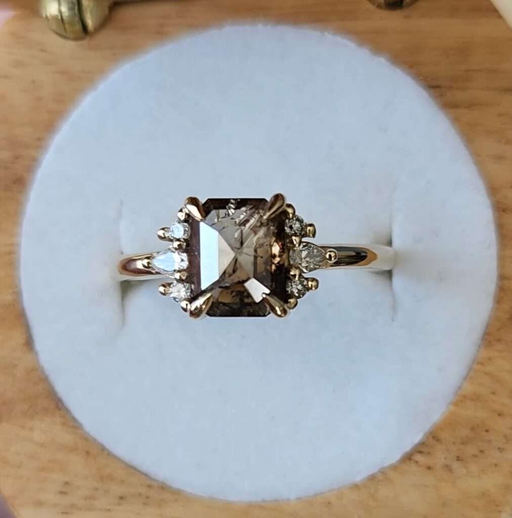 Dark cognac diamond ring